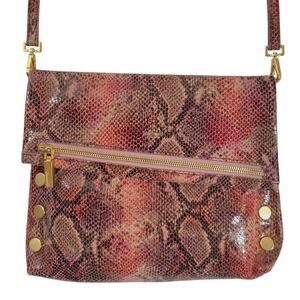 Hammitt VIP Medium Seaglass Python Snake Embossed Leather Crossbody Brown Pink